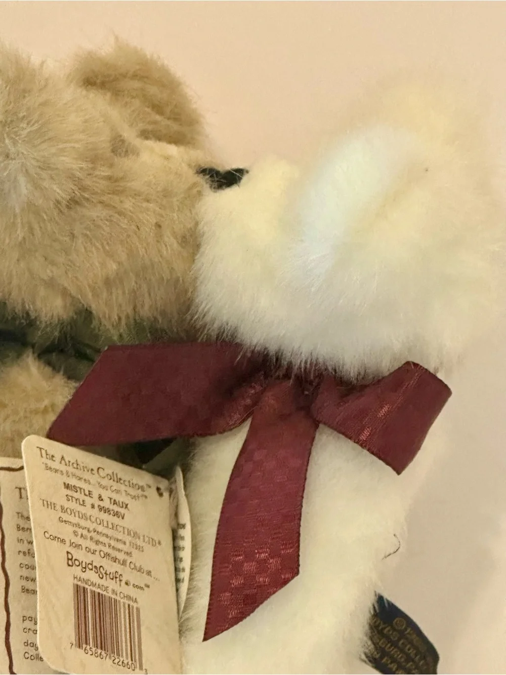 Boyds Bears Plush Mistle & Taux 99836V Kissing Mistletoe Christmas with Tags